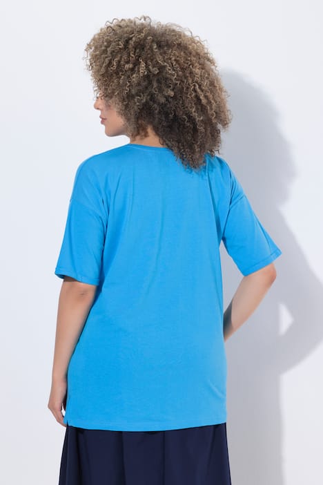 T-shirt, limoncello, oversized, V-hals, korte mouwen