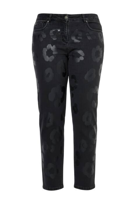 Boyfriend džíny, sterčové džínovina, lesklý leopardí potisk