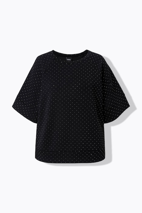 Sweatshirt, Ziersteine, Rundhals, Halbarm, Modalmix