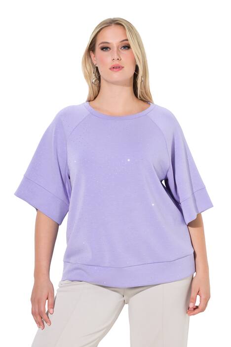 Mikina, ozdobné kamínky, kulatý výstřih, krátké rukávy, směs modalu