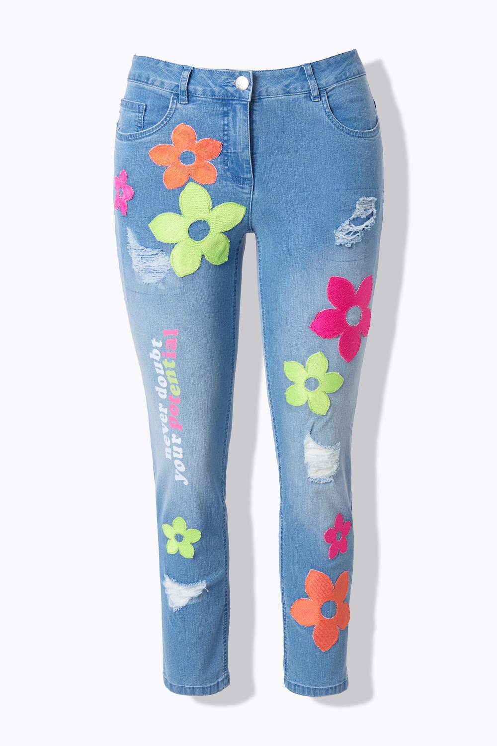 Stora storlekar 7/8 jeans, Dam, blå, storlek: 58, Bomull/Polyester, Angel of Style