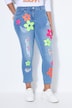 Jean 5 poches longueur 7/8, applications florales, coupe Straight Fit