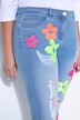 Jean 5 poches longueur 7/8, applications florales, coupe Straight Fit