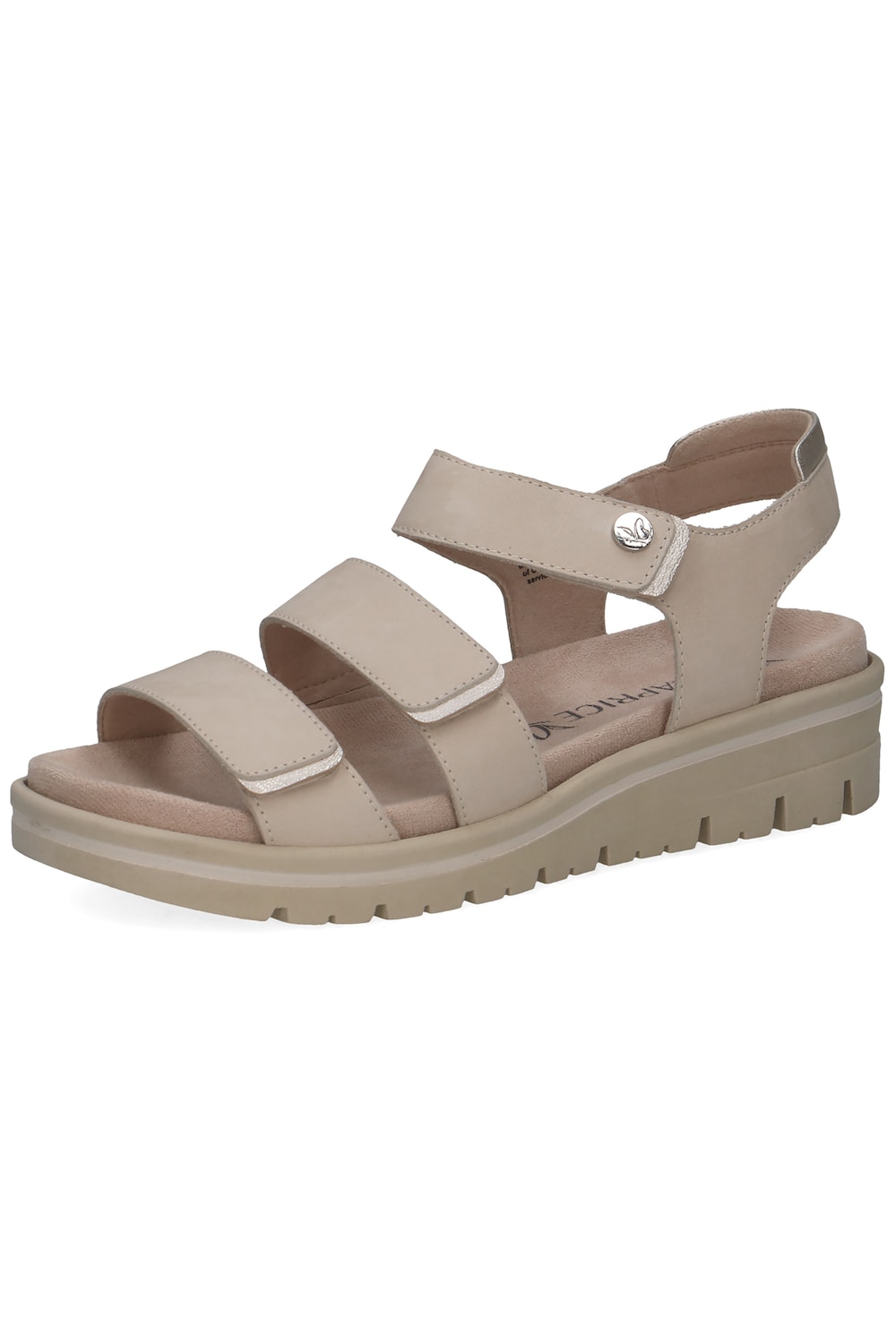 Stora storlekar Caprice skinnsandaler, Dam, beige, storlek: 41, Läder/Syntetfibrer, Ulla Popken