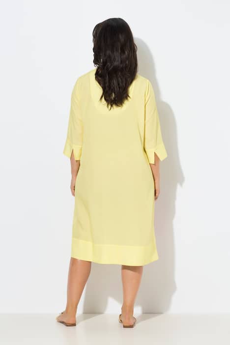 Midi-jurk, bloemen, gobletkraag, 3/4-mouwen, lyocell