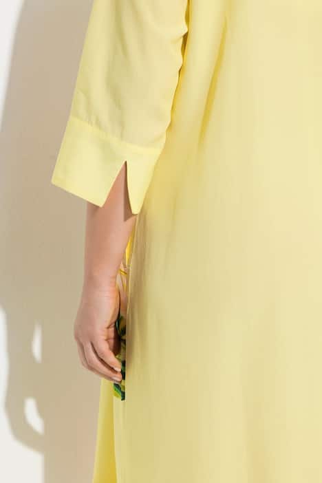 Midi-jurk, bloemen, gobletkraag, 3/4-mouwen, lyocell