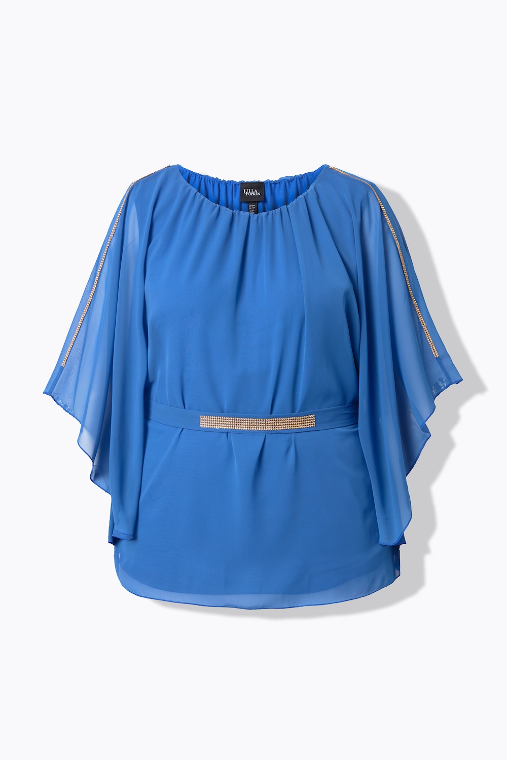 Stora storlekar Blus, Dam, blå, storlek: 50/52, Viskos/Polyester, Ulla Popken