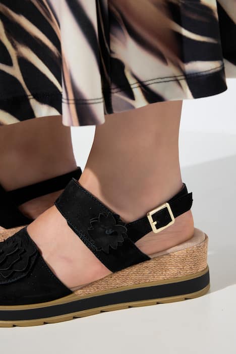 Caprice Leder-Sandaletten, Blüten, Klett, Weite G