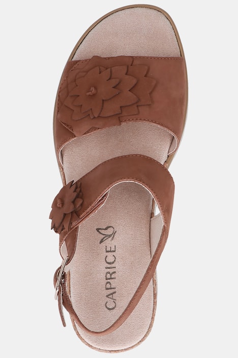 Caprice Leder-Sandaletten, Blüten, Klett, Weite G