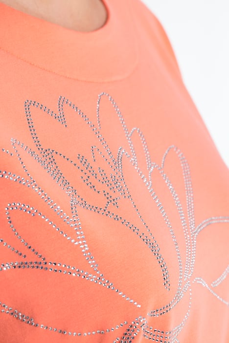 Shirt, siersteentjes, ronde hals, 3/4-mouwen, zoomband