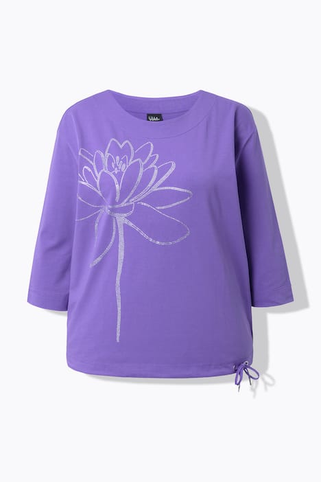 Shirt, siersteentjes, ronde hals, 3/4-mouwen, zoomband