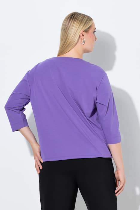 Shirt, siersteentjes, ronde hals, 3/4-mouwen, zoomband