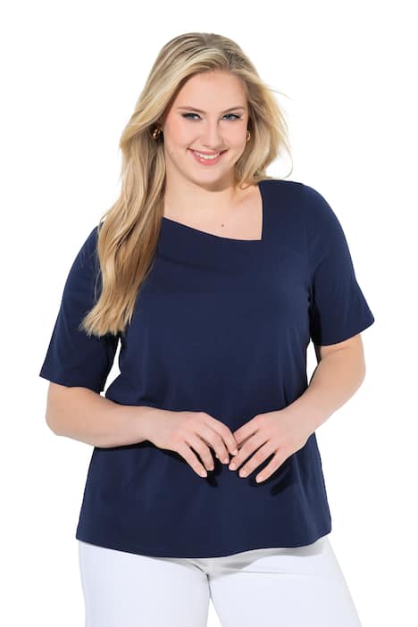 Tričko, Classic, asymetrický výstřih do V, krátké rukávy