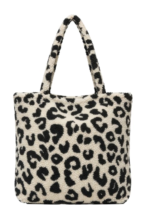 Kabelka, nákupní taška, teddy flís, leopardí