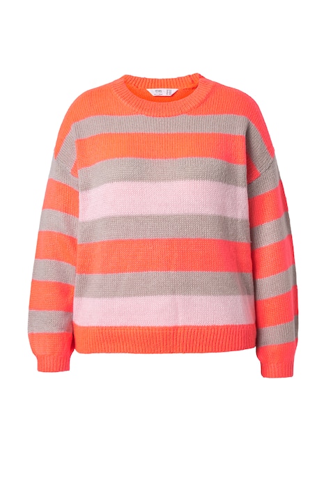 Svetr, volný střih, blokové pruhy, balónové dlouhé rukávy