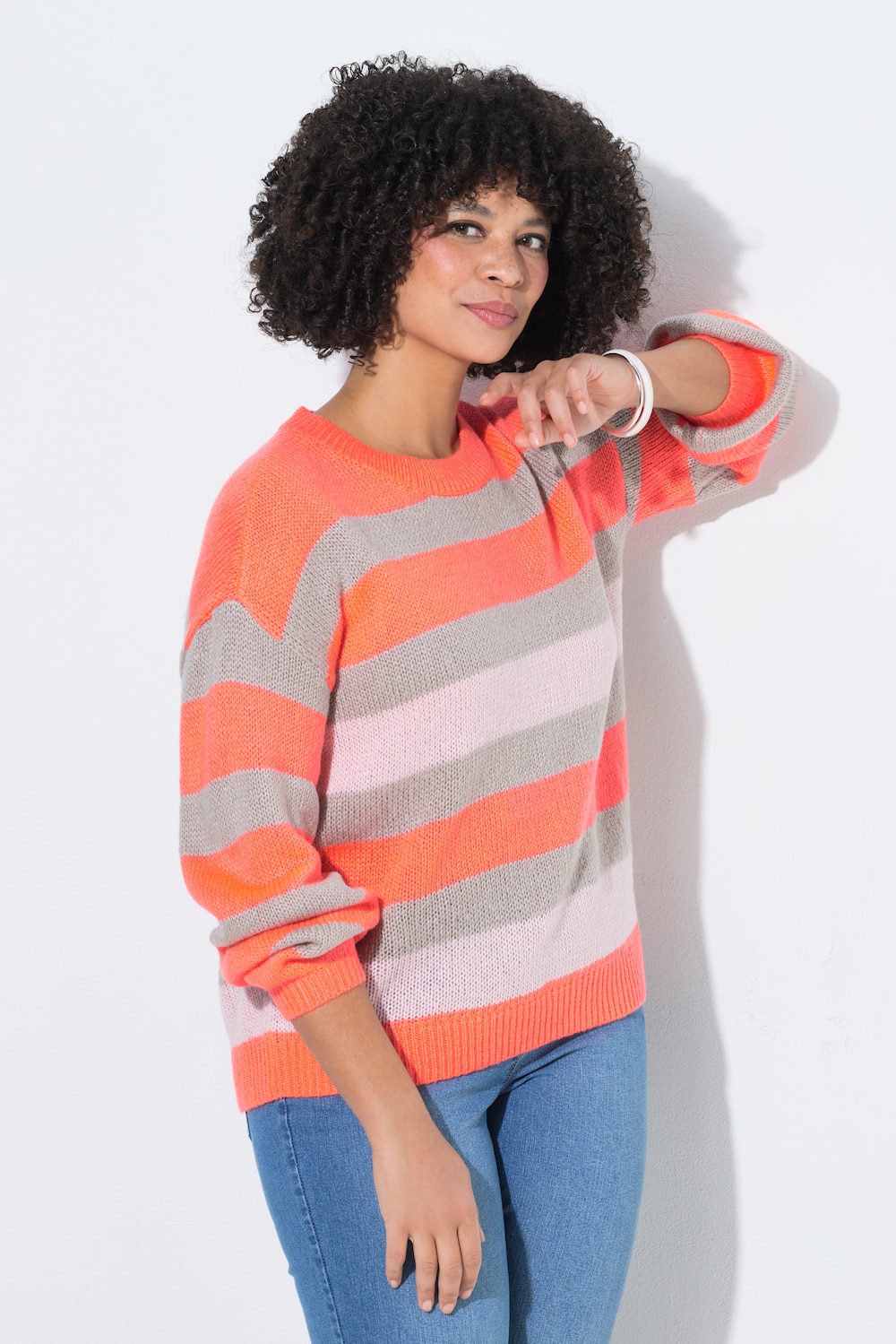 Pullover, Loose Fit, Blockstreifen, Ballon-Langarm