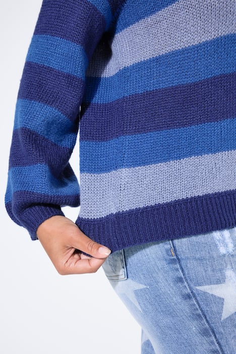 Pullover, Loose Fit, Blockstreifen, Ballon-Langarm