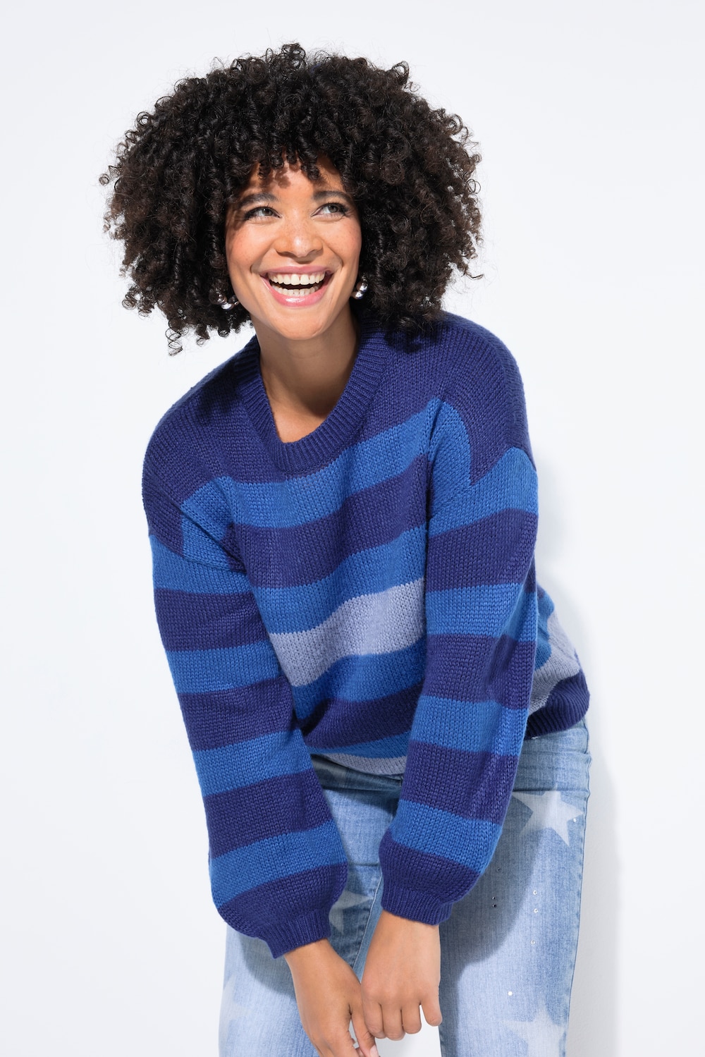 Pullover, Loose Fit, Blockstreifen, Ballon-Langarm