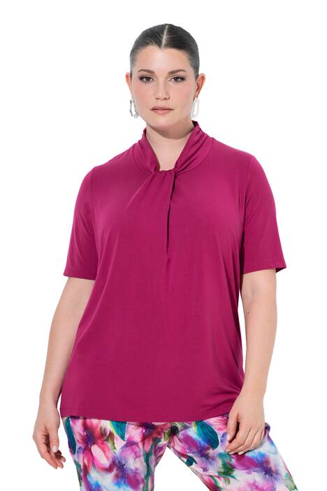 Tričko, lyocell, klasický střih, stojáček, polo rukávy