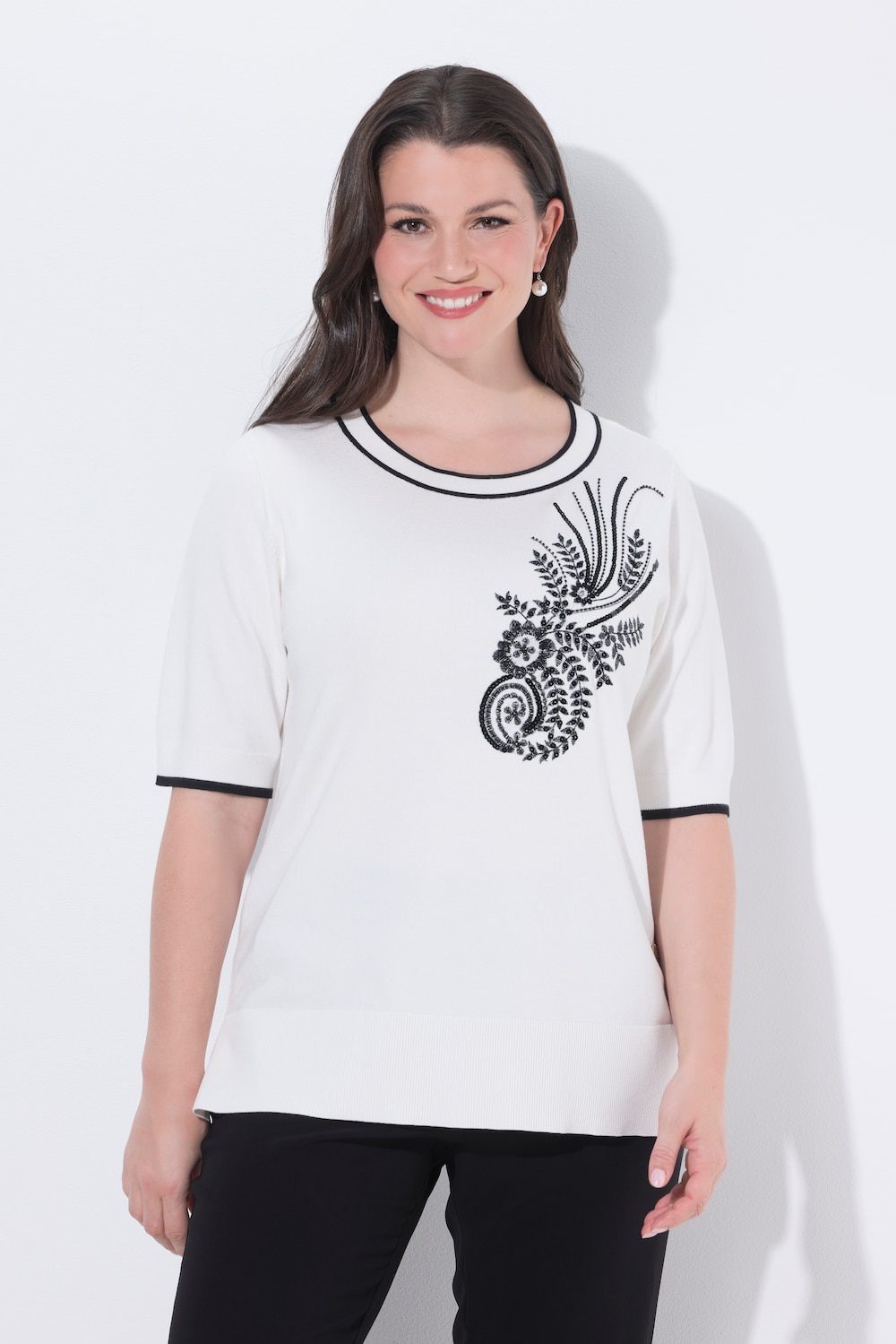 Große Größen Twinset-Pullover, Damen, weiß, Größe: 54/56, Viskose/Synthetische Fasern, Ulla Popken