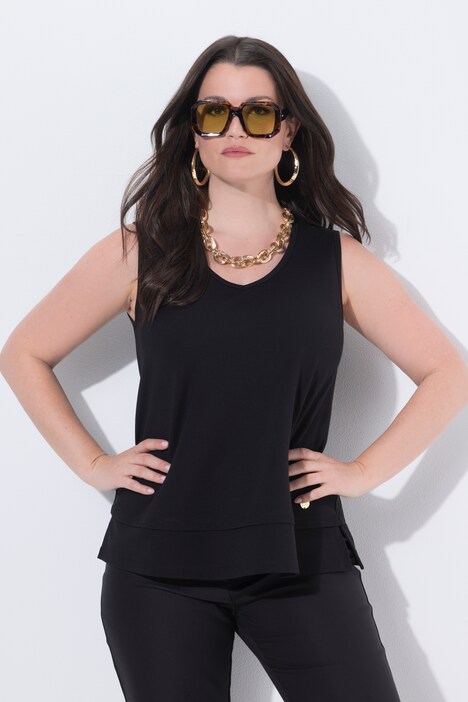 Ulla Popken Top Donna Taglio Svasato | Stampa Mandala Floccata | Scollo Rotondo | Cotone | 838504