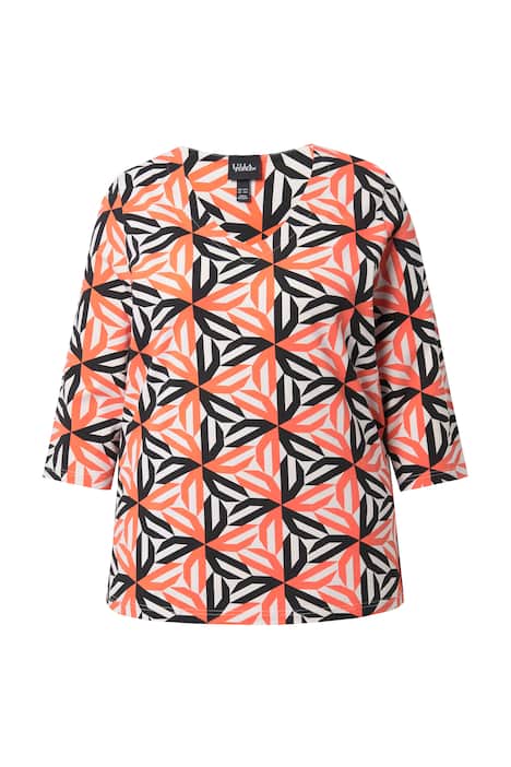 Tričko, grafický potisk, Classic, výstřih do V, 3/4 rukváy