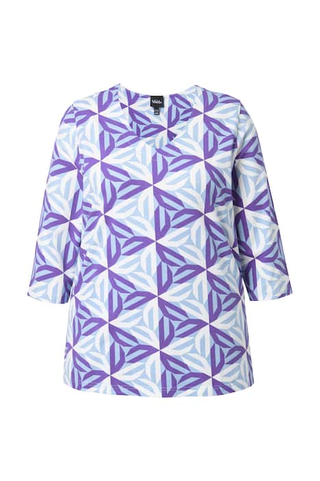 Tričko, grafický potisk, Classic, výstřih do V, 3/4 rukváy