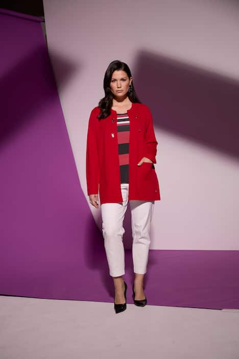 Cardigan con texture a nido d'ape, colletto e maniche lunghe