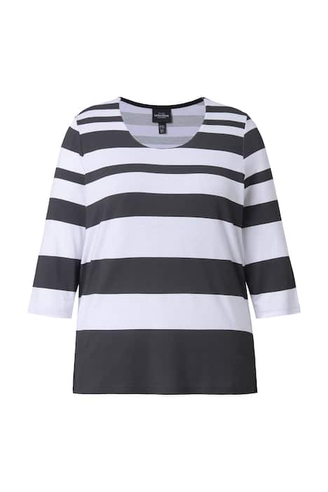 Tričko, pruhy, vpředu dvouvrstvé, kulatý výstřih, 3/4 rukávy