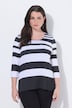 Shirt, Streifen, vorne doppellagig, Rundhals, 3/4Arm