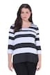 Tričko, pruhy, vpředu dvouvrstvé, kulatý výstřih, 3/4 rukávy
