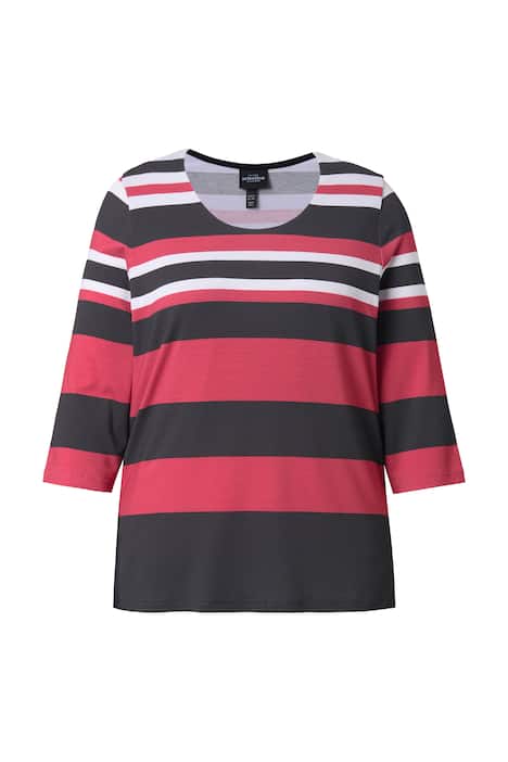Tričko, pruhy, vpředu dvouvrstvé, kulatý výstřih, 3/4 rukávy