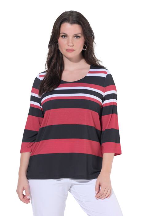 Tričko, pruhy, vpředu dvouvrstvé, kulatý výstřih, 3/4 rukávy