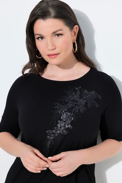 T-paita, paljettikuvio, venepääntie, lyhythihainen