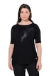 Tričko, motiv z flitrů, lodičkový výstřih, krátké rukávy