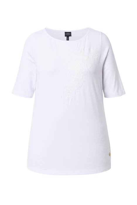 Tričko, motiv z flitrů, lodičkový výstřih, krátké rukávy