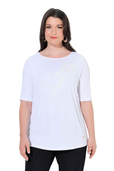 Tričko, motiv z flitrů, lodičkový výstřih, krátké rukávy