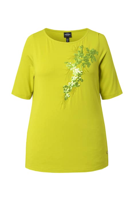 Tričko, motiv z flitrů, lodičkový výstřih, krátké rukávy