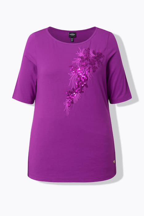 T-paita, paljettikuvio, venepääntie, lyhythihainen