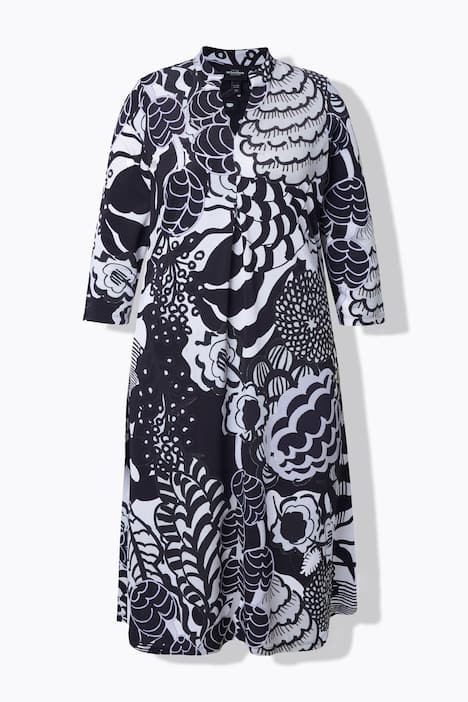 Slinky jurk, grafisch design, V-hals, 3/4-mouwen