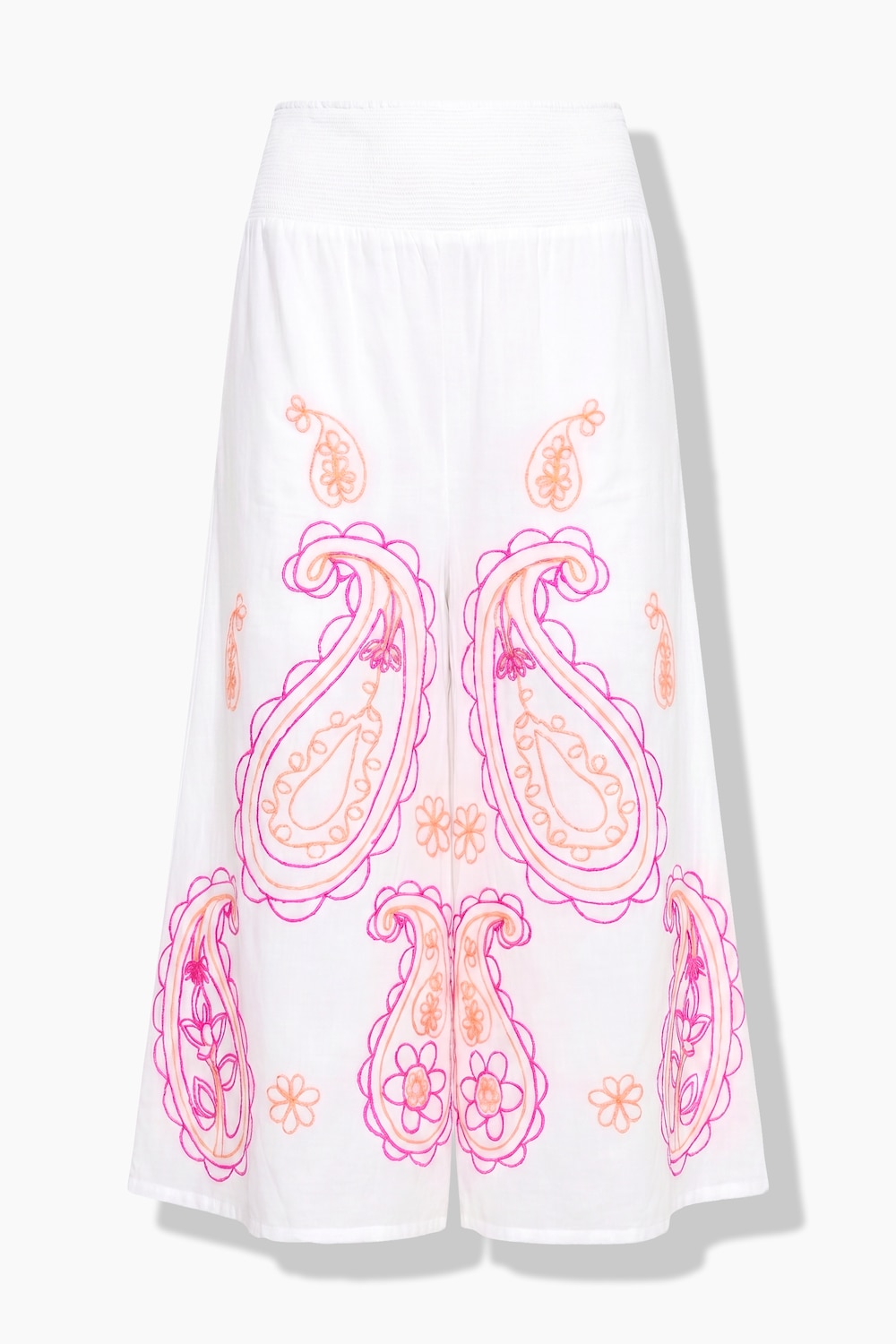 Culotte Rose, broderi, vide ben, smockbånd