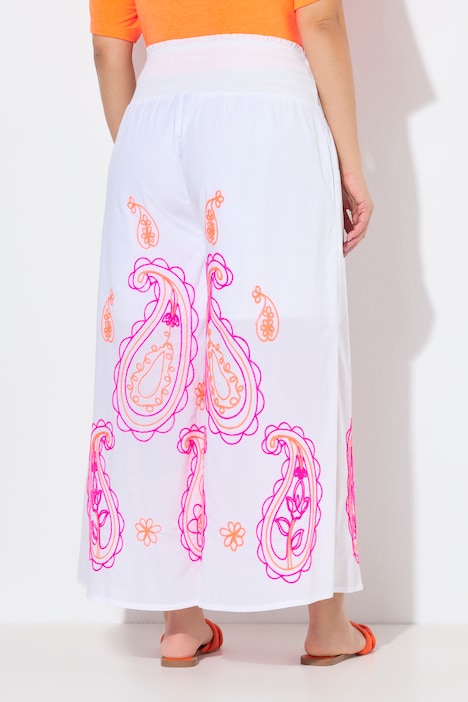 Culotte Rose, broderi, vide ben, smockbånd