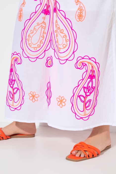 Culotte Rose, broderi, vide ben, smockbånd