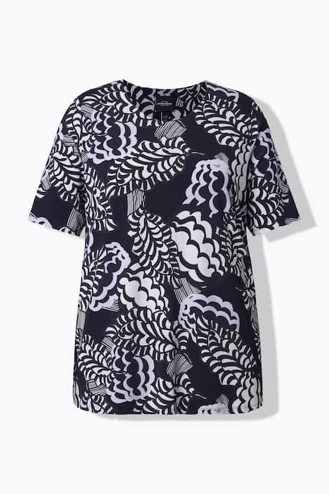 Mixed Floral Print Stretch Knit Slinky Top#