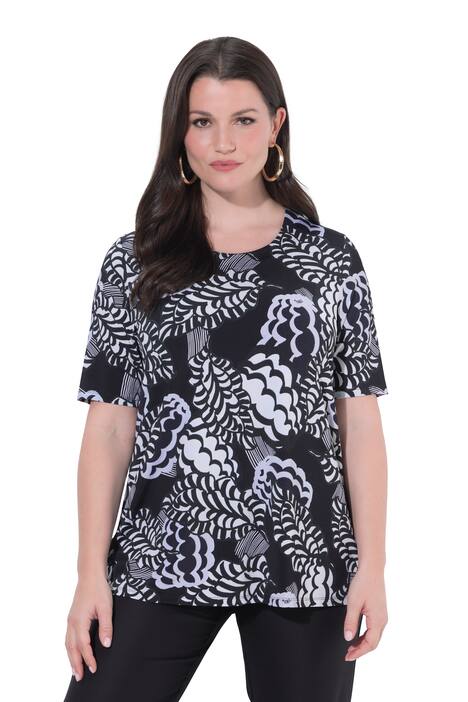 Splývavé tričko, A střih, kulatý výstřih, polo rukávy