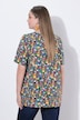 T-shirt, kwiaty, trapezowy krój, dekolt w serek, rękaw 1/2