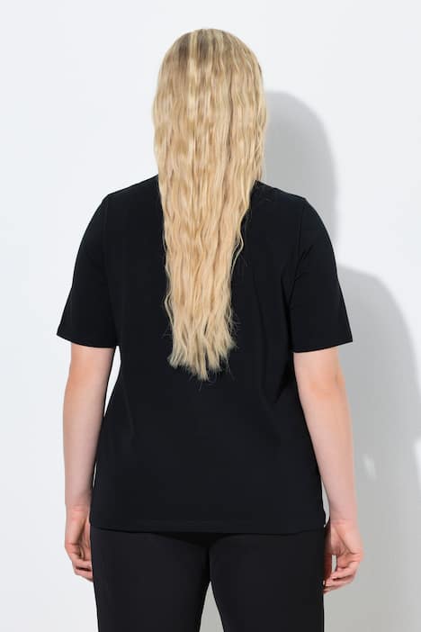 T-shirt con girocollo con drappeggio, aperture e mezze maniche