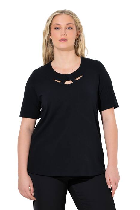 Tričko, kulatý výstřih, s otvorem, polo rukávy