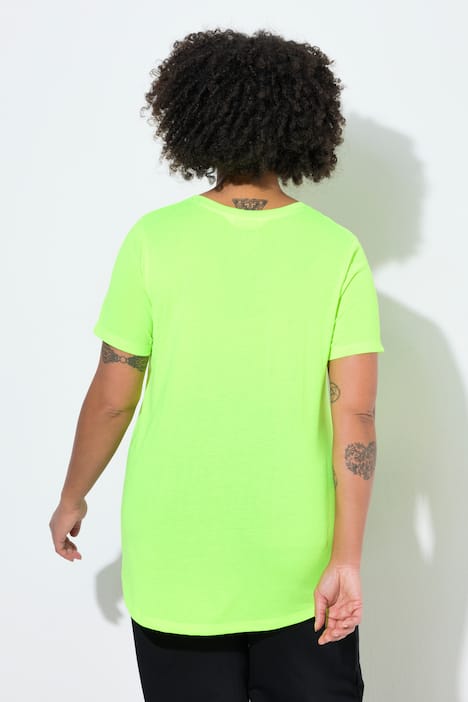 T-shirt, A-lijn, neonkleur, afgeronde zoom