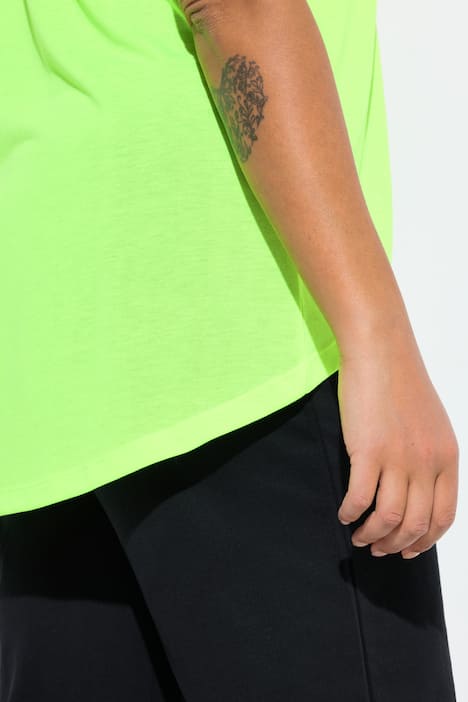 T-shirt, A-lijn, neonkleur, afgeronde zoom